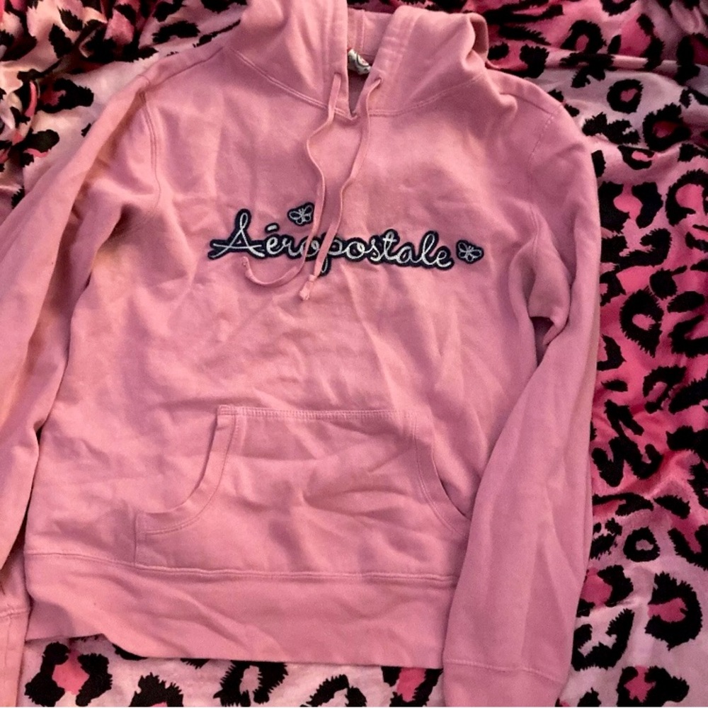 baby pink aeropostale embroidered hoodie